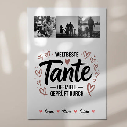 Fotoboard Magnet Poster Fotocollage für Tante Weltbeste Tante Offiziell Geprüft Durch