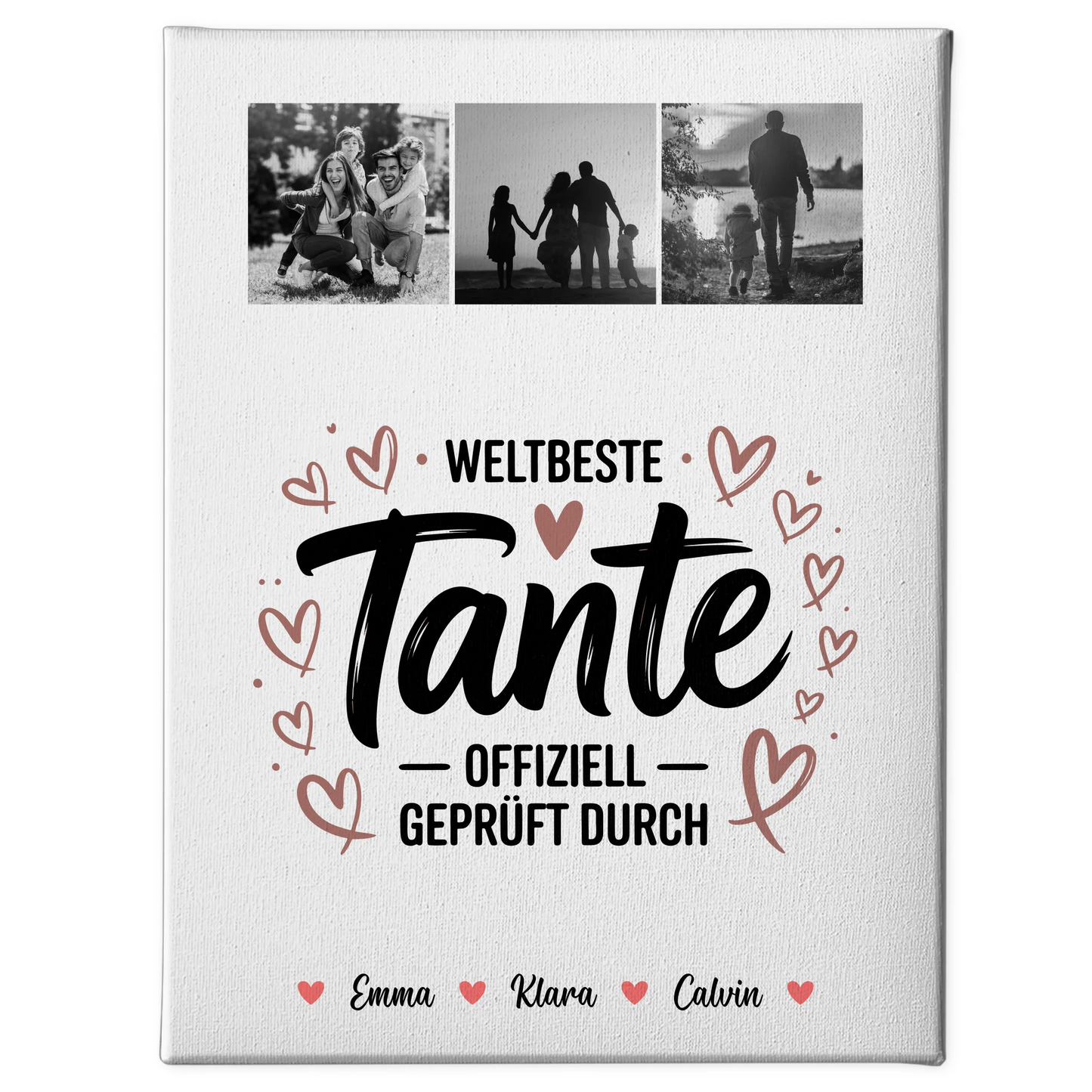 Leinwand Personalisiert mit Fotocollage für Tante Weltbeste Tante Offiziell Geprüft Durch 1