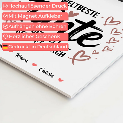 Fotoboard Magnet Poster Fotocollage für Tante Weltbeste Tante Offiziell Geprüft Durch