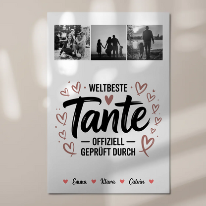 Fotoboard Magnet Poster Fotocollage für Tante Weltbeste Tante Offiziell Geprüft Durch