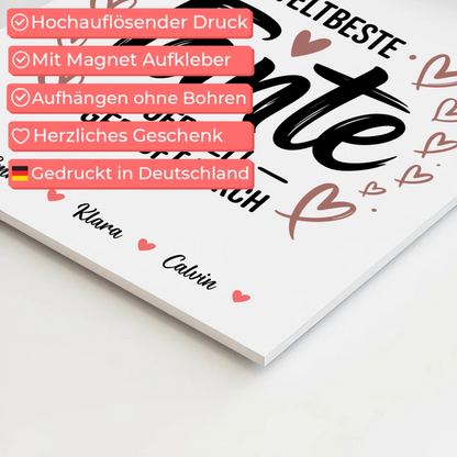 Fotoboard Magnet Poster Fotocollage für Tante Weltbeste Tante Offiziell Geprüft Durch