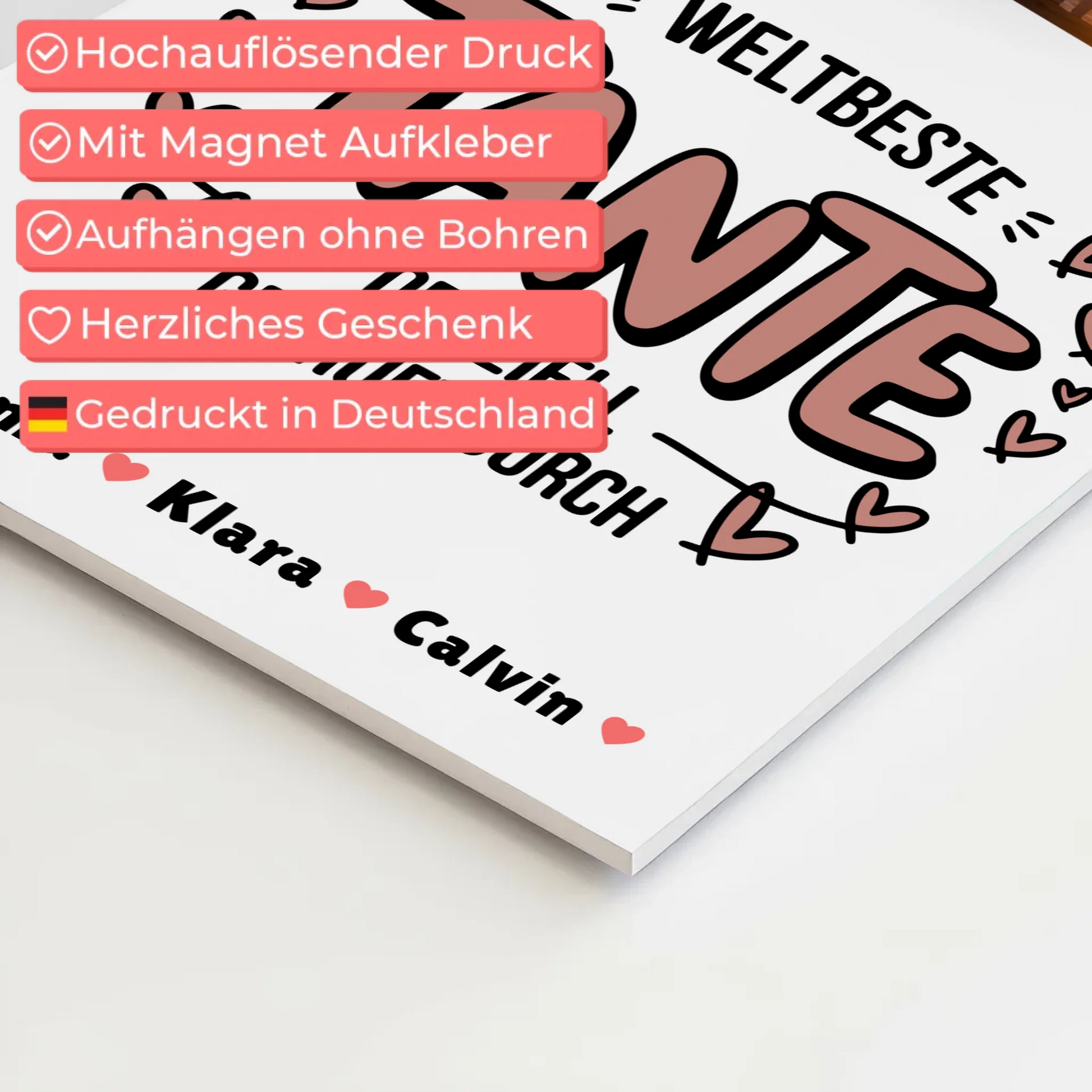 Fotoboard Poster Magnetisch Tante Fotocollage Weltbeste Tante Offiziell Geprüft Durch Geschenk 4