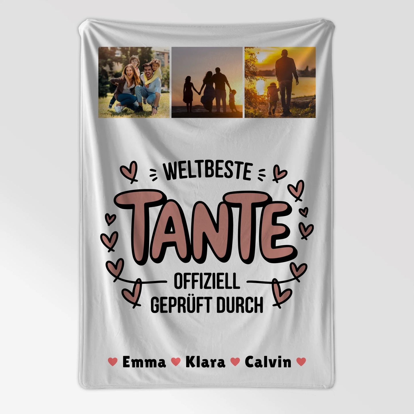 Personalisierte Namensdecke und Tante Fotocollage Weltbeste Tante Offiziell Geprüft Durch 7