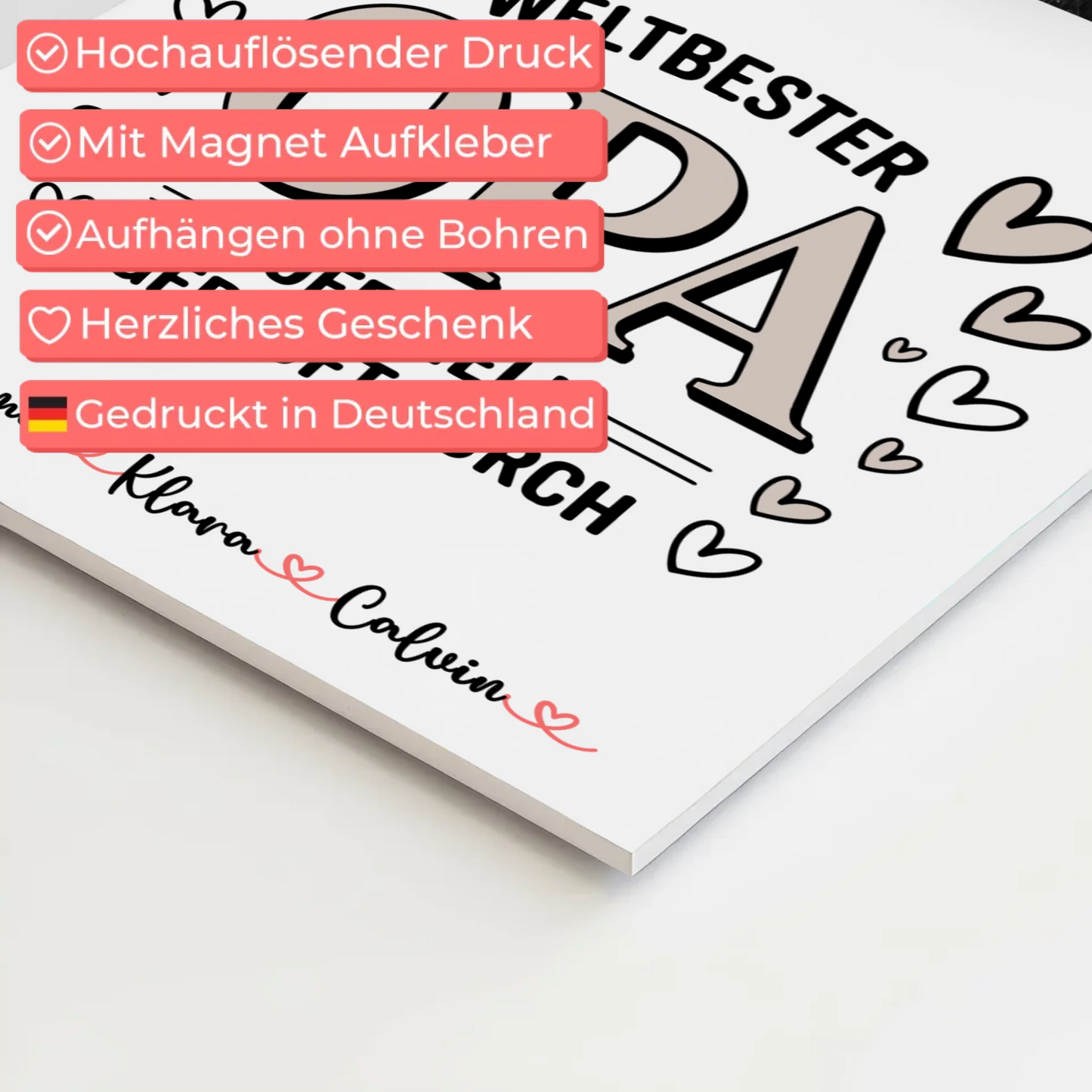 Fotoboard Poster Magnetisch Fotocollage für Opa Weltbester Opa Offiziell Geprüft Durch Geschenk