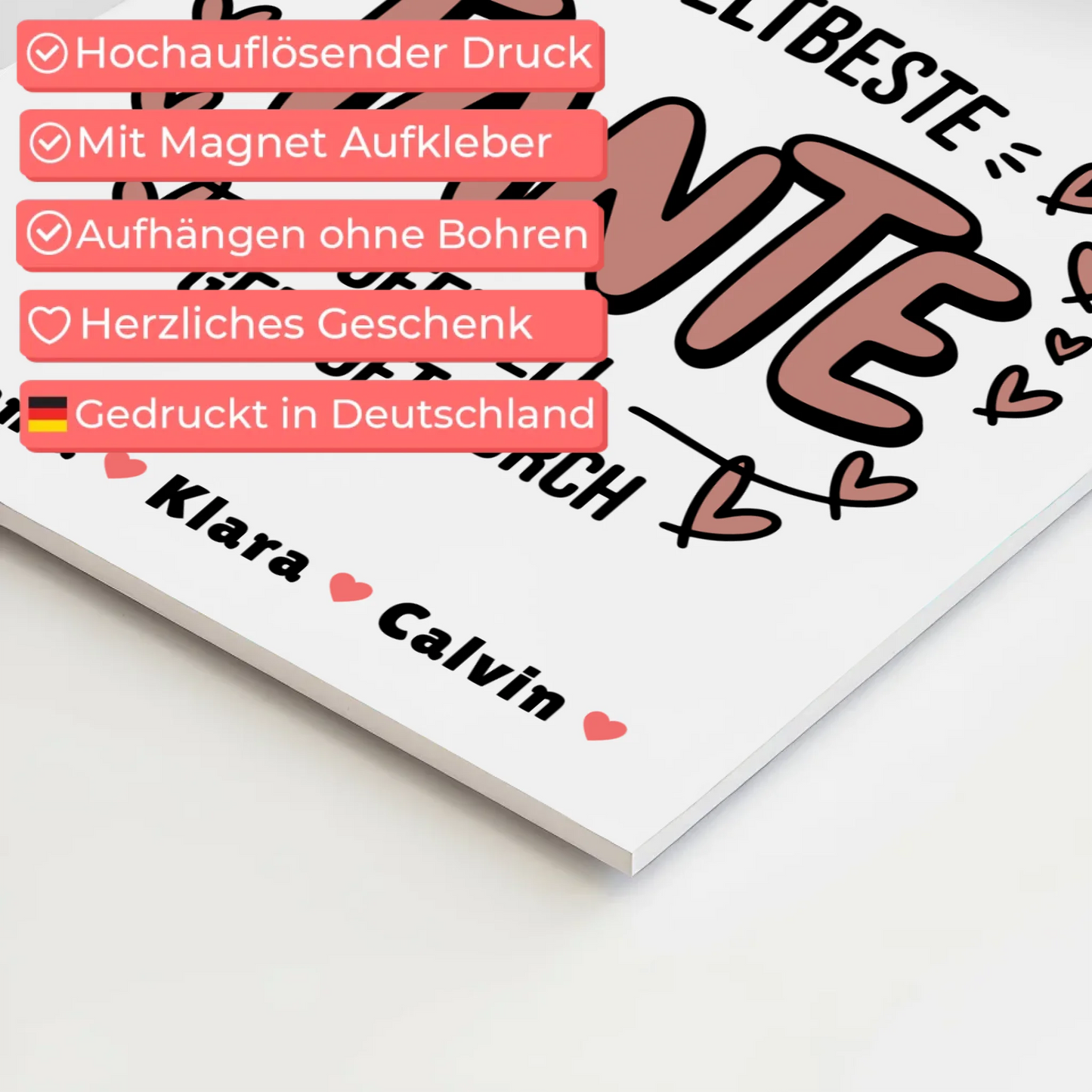 Fotoboard Poster Magnetisch Tante Fotocollage Weltbeste Tante Offiziell Geprüft Durch Geschenk