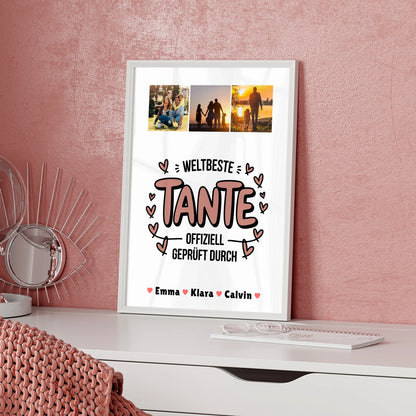 Personalisierbares Poster Tante Fotocollage Weltbeste Tante Offiziell Geprüft Durch Geschenk