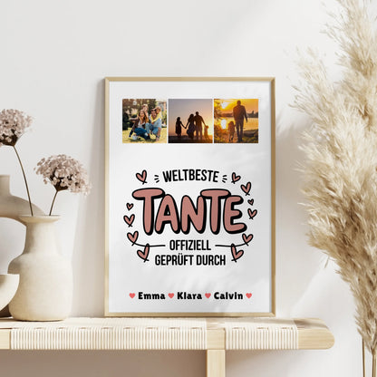 Personalisierbares Poster Tante Fotocollage Weltbeste Tante Offiziell Geprüft Durch Geschenk