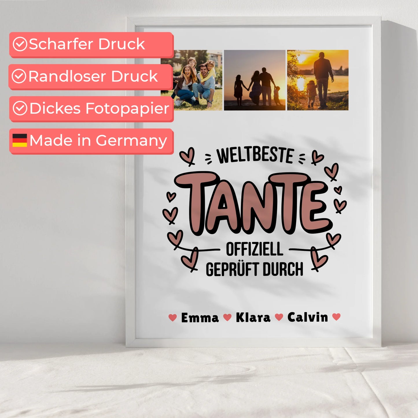 Personalisierbares Poster Tante Fotocollage Weltbeste Tante Offiziell Geprüft Durch Geschenk