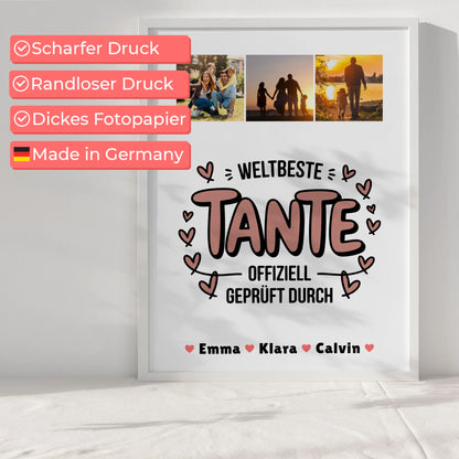 Personalisierbares Poster Tante Fotocollage Weltbeste Tante Offiziell Geprüft Durch Geschenk
