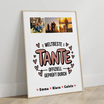 Personalisierbares Poster Tante Fotocollage Weltbeste Tante Offiziell Geprüft Durch Geschenk