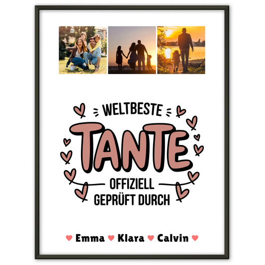 Personalisierbares Poster Tante Fotocollage Weltbeste Tante Offiziell Geprüft Durch Geschenk