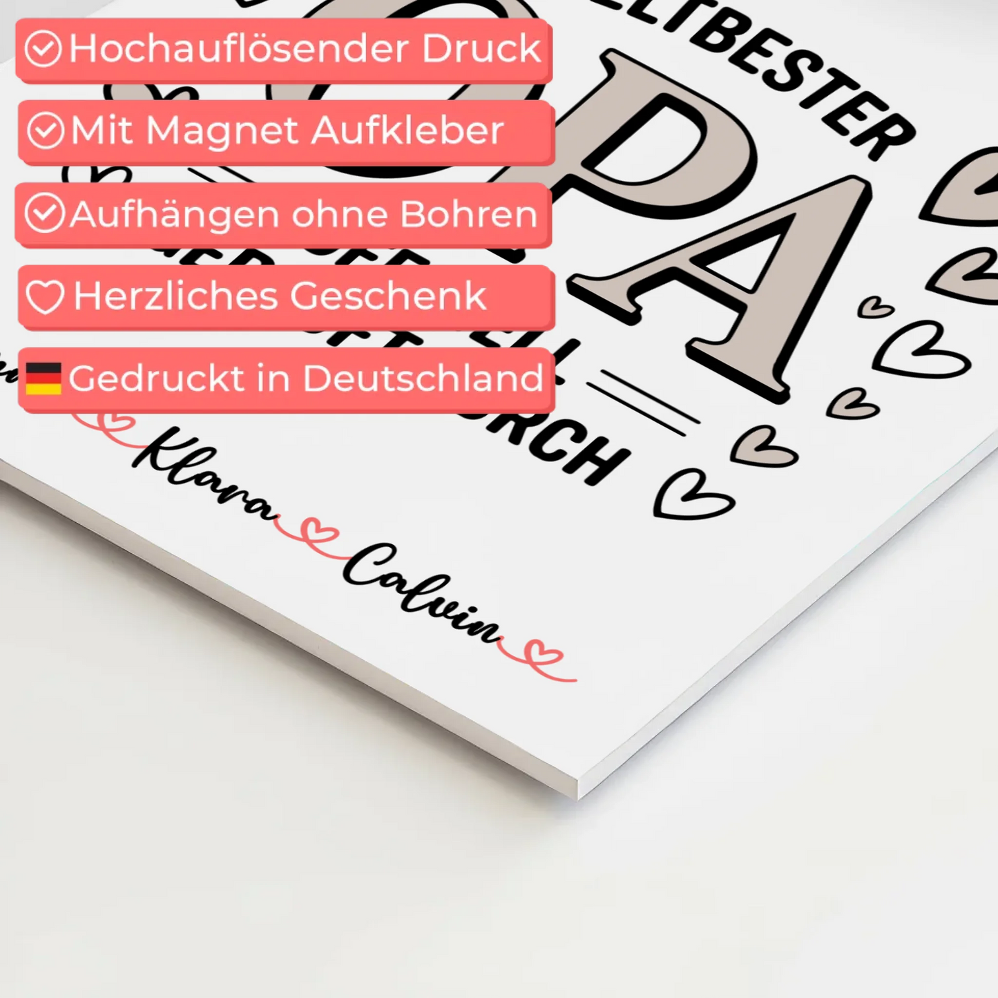 Fotoboard Poster Magnetisch Fotocollage für Opa Weltbester Opa Offiziell Geprüft Durch Geschenk