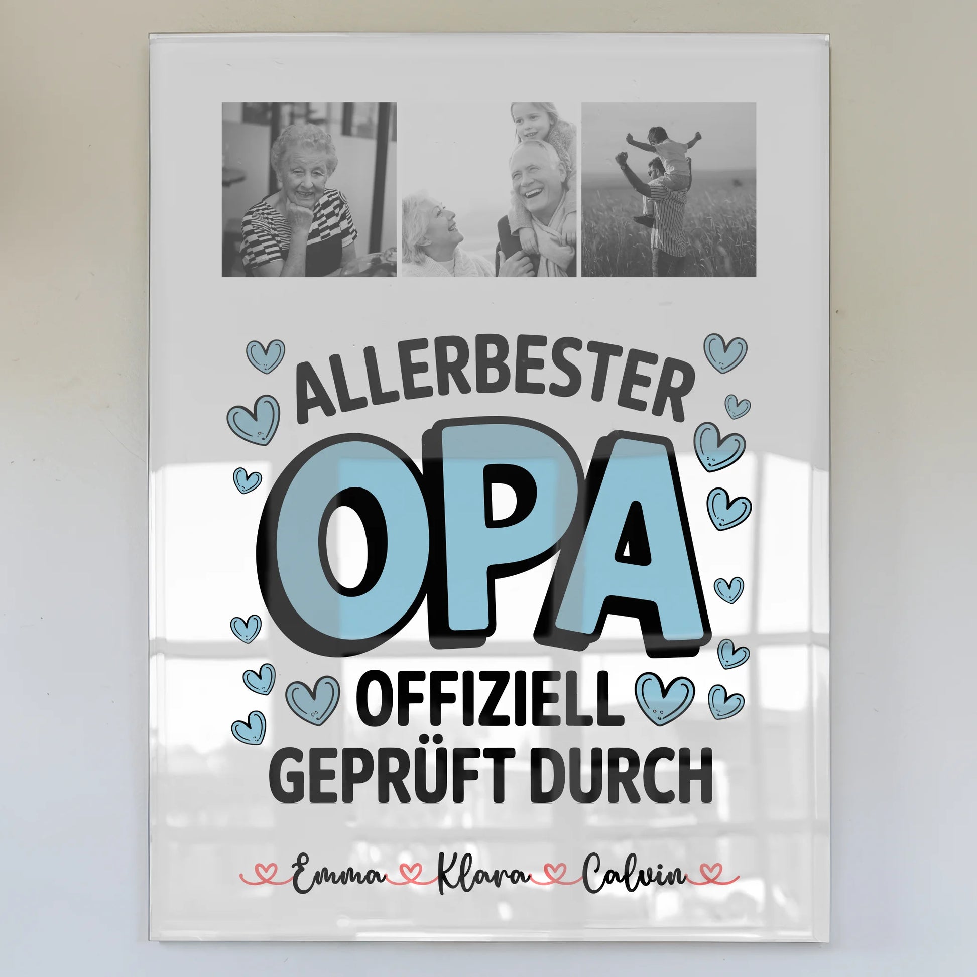 Acrylglas Mit Foto Geschenk Fotocollage Opa Allerbester Opa Offiziell Geprüft Durch 1