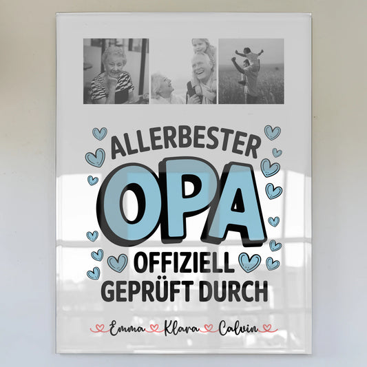 Acrylglas Mit Foto Geschenk Fotocollage Opa Allerbester Opa Offiziell Geprüft Durch 1