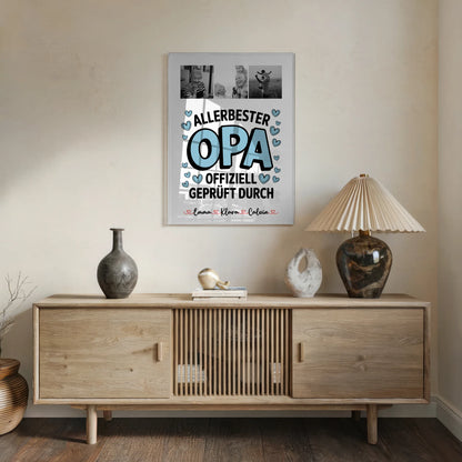 Acrylglas Mit Foto Geschenk Fotocollage Opa Allerbester Opa Offiziell Geprüft Durch 5
