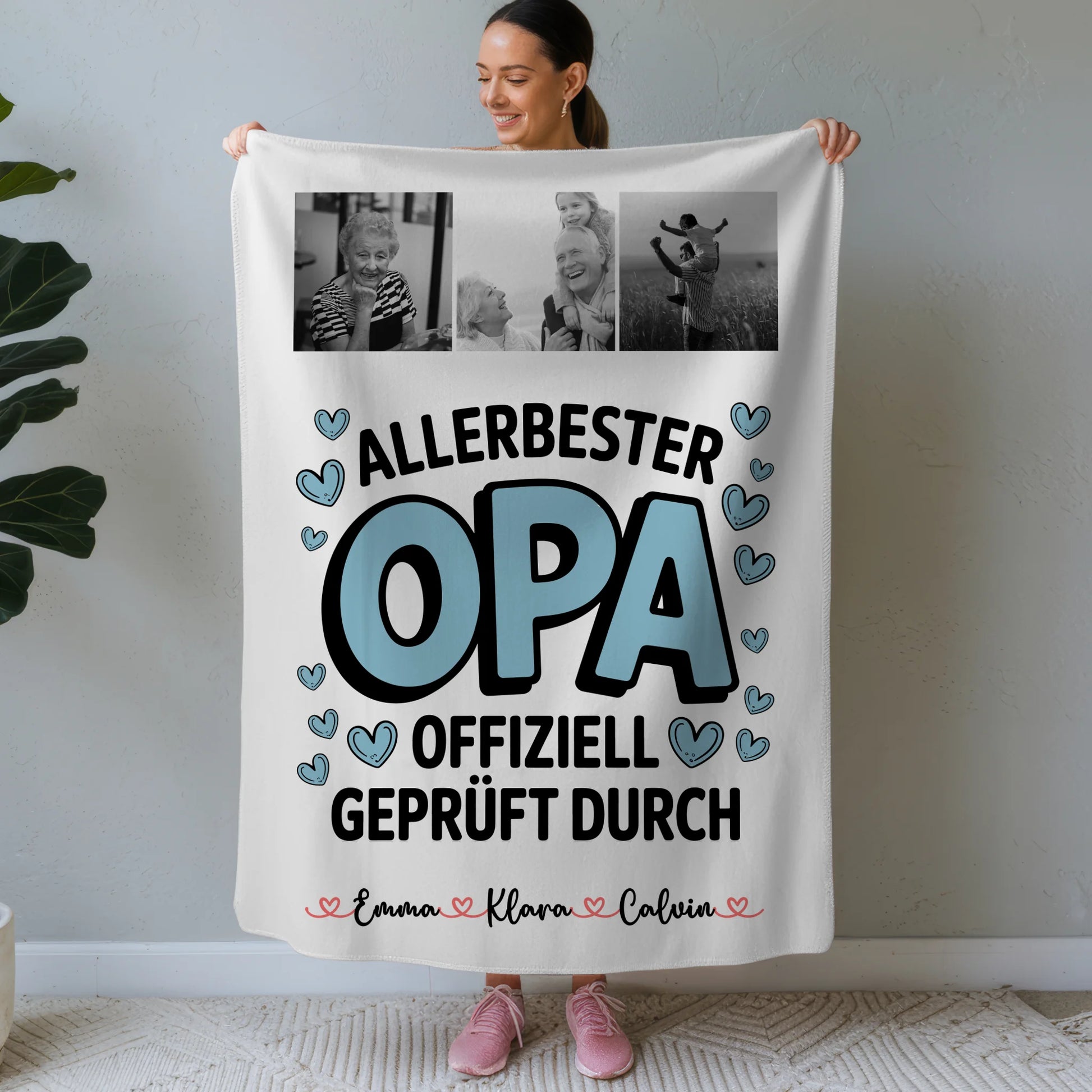 Personalisierte Decke Opa Geschenk Fotocollage Opa Allerbester Opa Offiziell Geprüft Durch 1