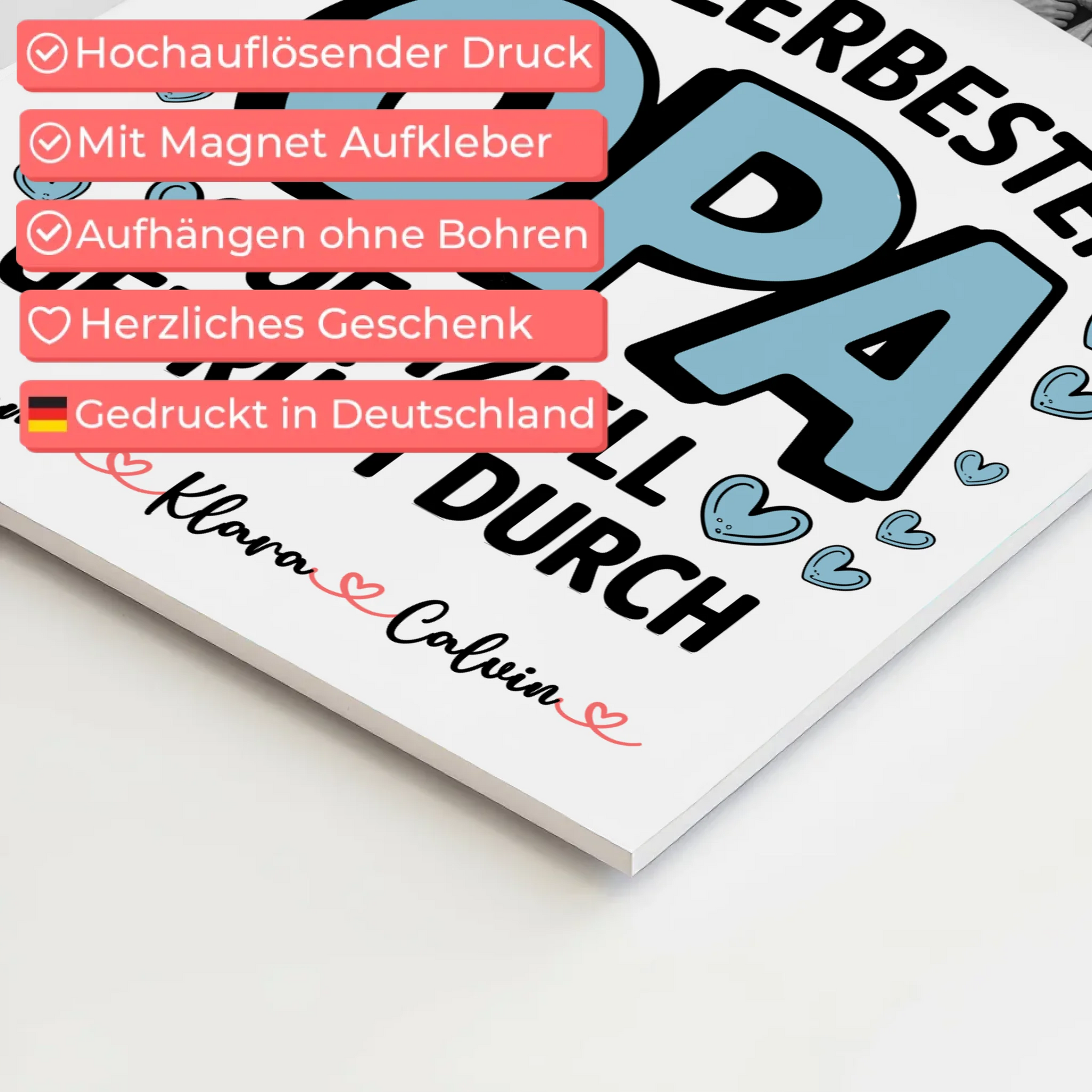 Personalisiertes Fotoboard Poster Magnetisch Geschenk Fotocollage Opa Allerbester Opa Offiziell Geprüft Durch 4