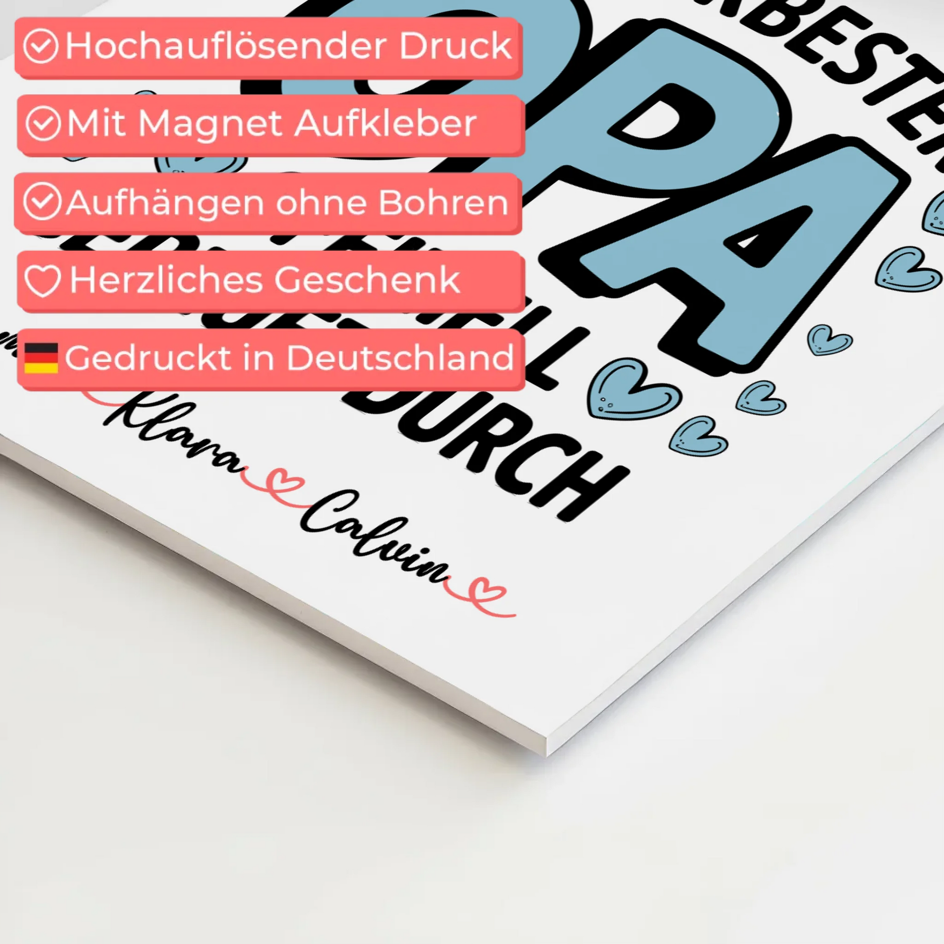 Personalisiertes Fotoboard Poster Magnetisch Geschenk Fotocollage Opa Allerbester Opa Offiziell Geprüft Durch 10