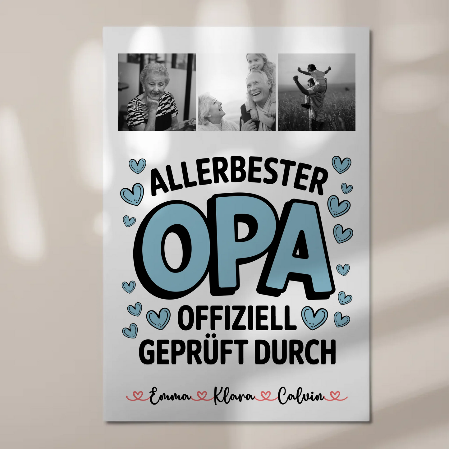 Personalisiertes Fotoboard Poster Magnetisch Geschenk Fotocollage Opa Allerbester Opa Offiziell Geprüft Durch