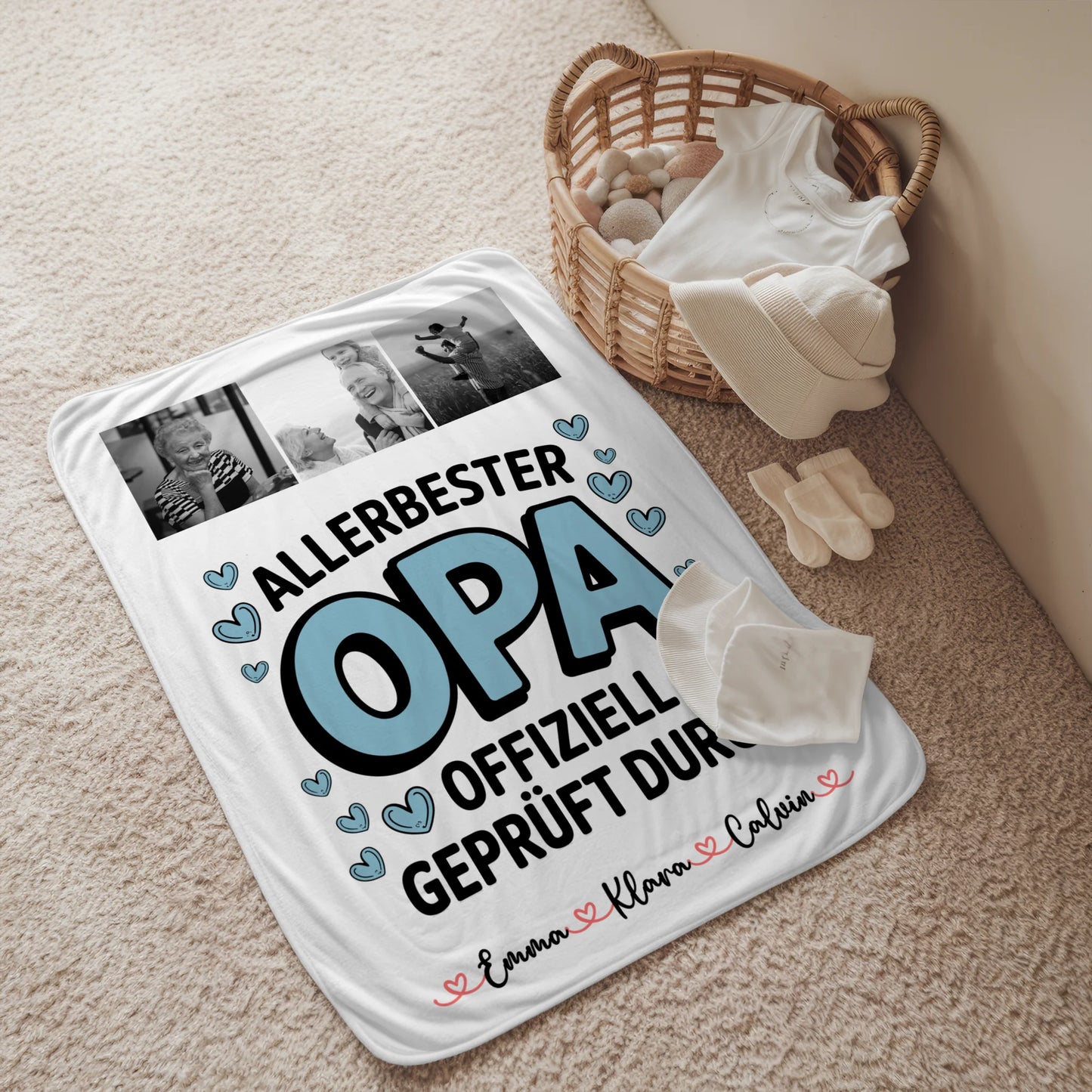 Personalisierte Decke Opa Geschenk Fotocollage Opa Allerbester Opa Offiziell Geprüft Durch 2