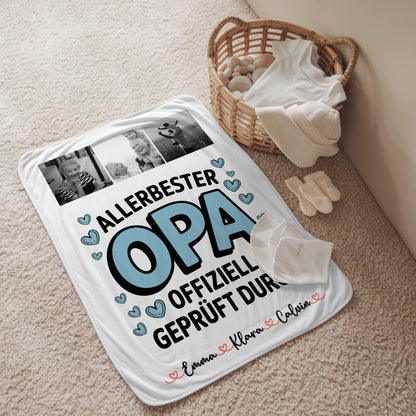 Personalisierte Decke Opa Geschenk Fotocollage Opa Allerbester Opa Offiziell Geprüft Durch 2