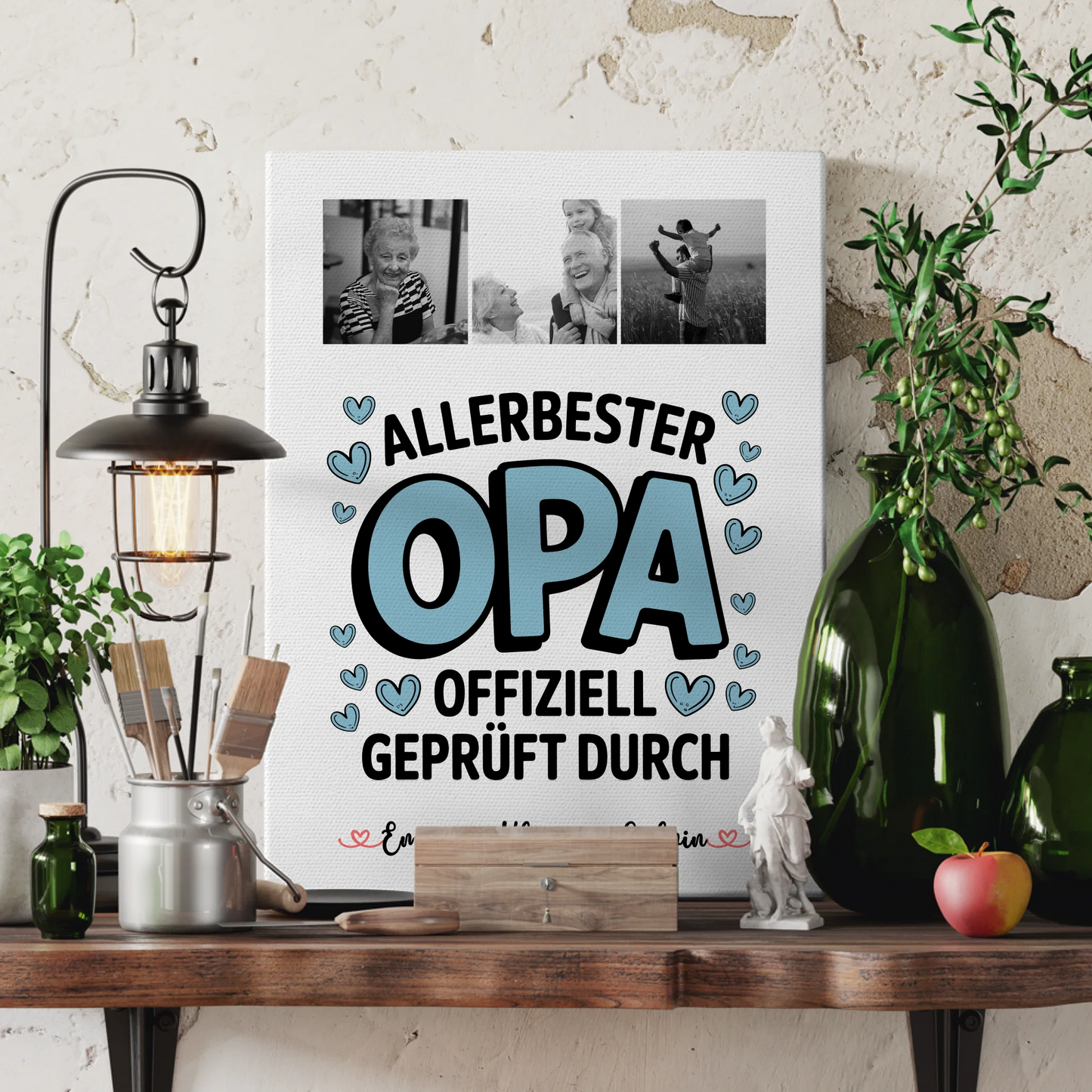 Wandbild Fotocollage Geschenk Fotocollage Opa Allerbester Opa Offiziell Geprüft Durch 3