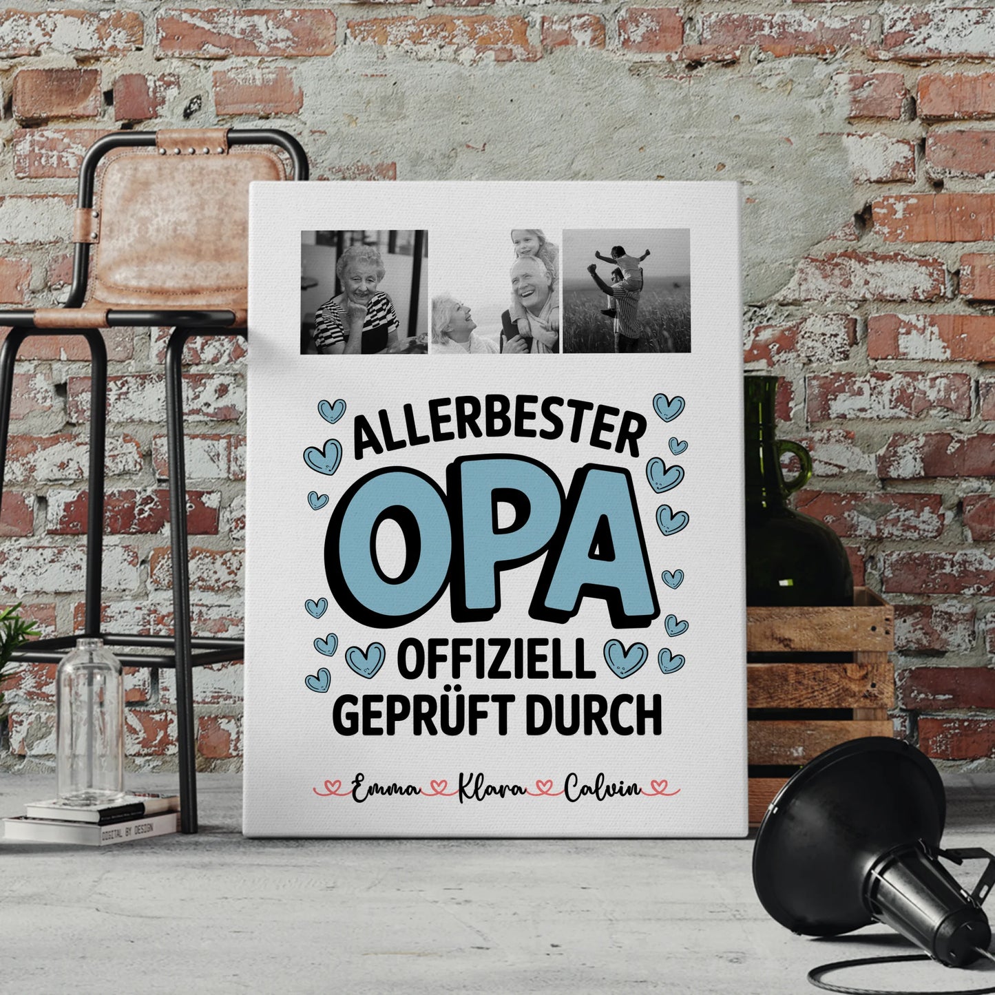 Wandbild Fotocollage Geschenk Fotocollage Opa Allerbester Opa Offiziell Geprüft Durch 4
