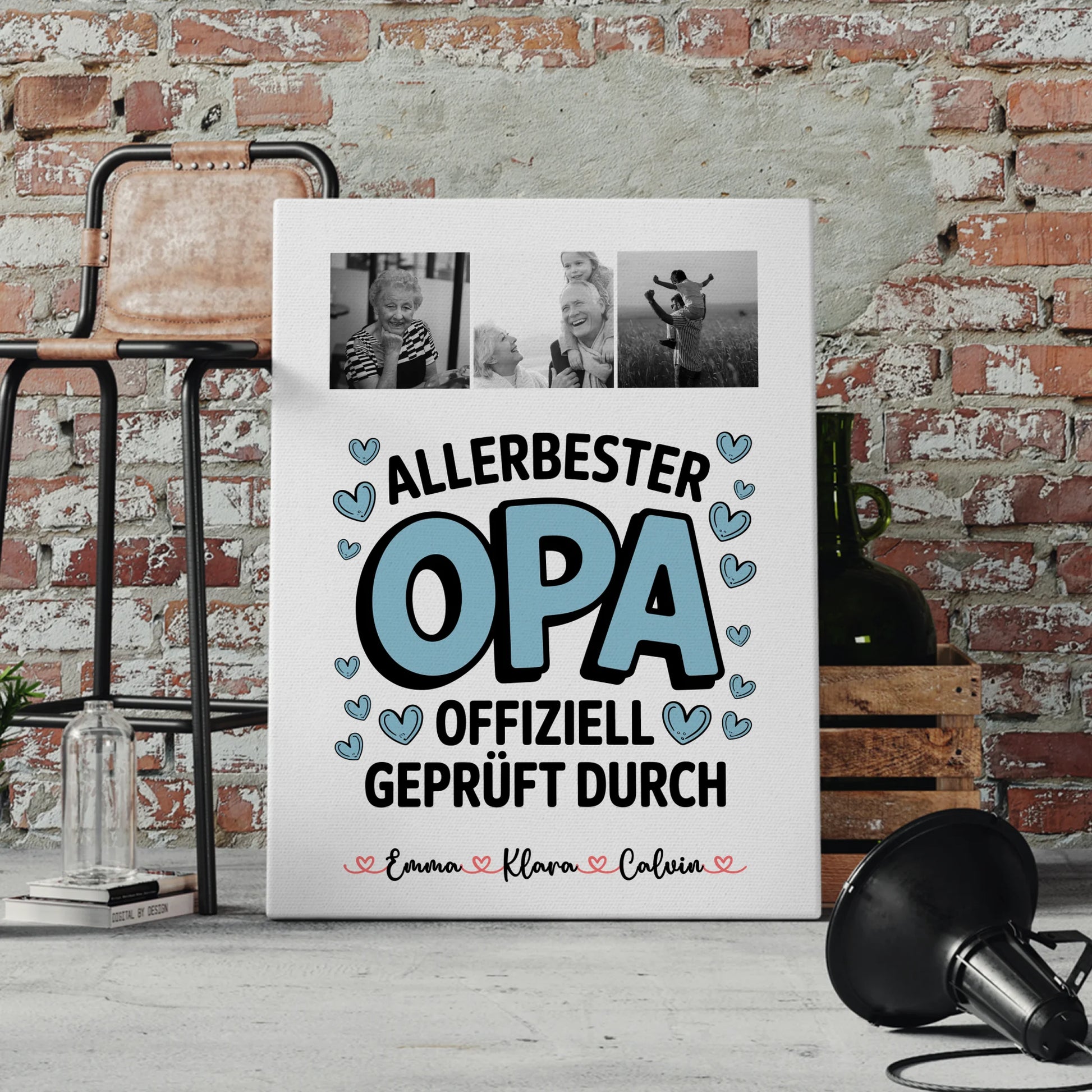 Wandbild Fotocollage Geschenk Fotocollage Opa Allerbester Opa Offiziell Geprüft Durch 4