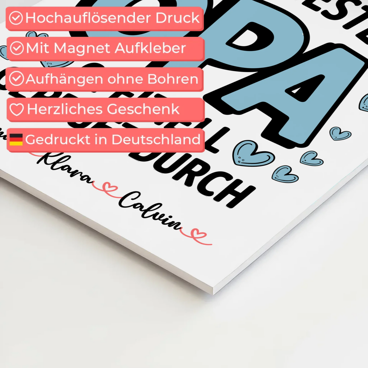 Personalisiertes Fotoboard Poster Magnetisch Geschenk Fotocollage Opa Allerbester Opa Offiziell Geprüft Durch