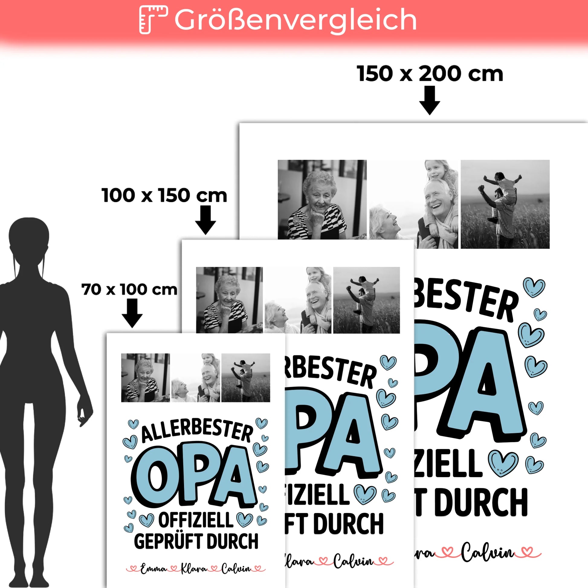 Personalisierte Decke Opa Geschenk Fotocollage Opa Allerbester Opa Offiziell Geprüft Durch 5