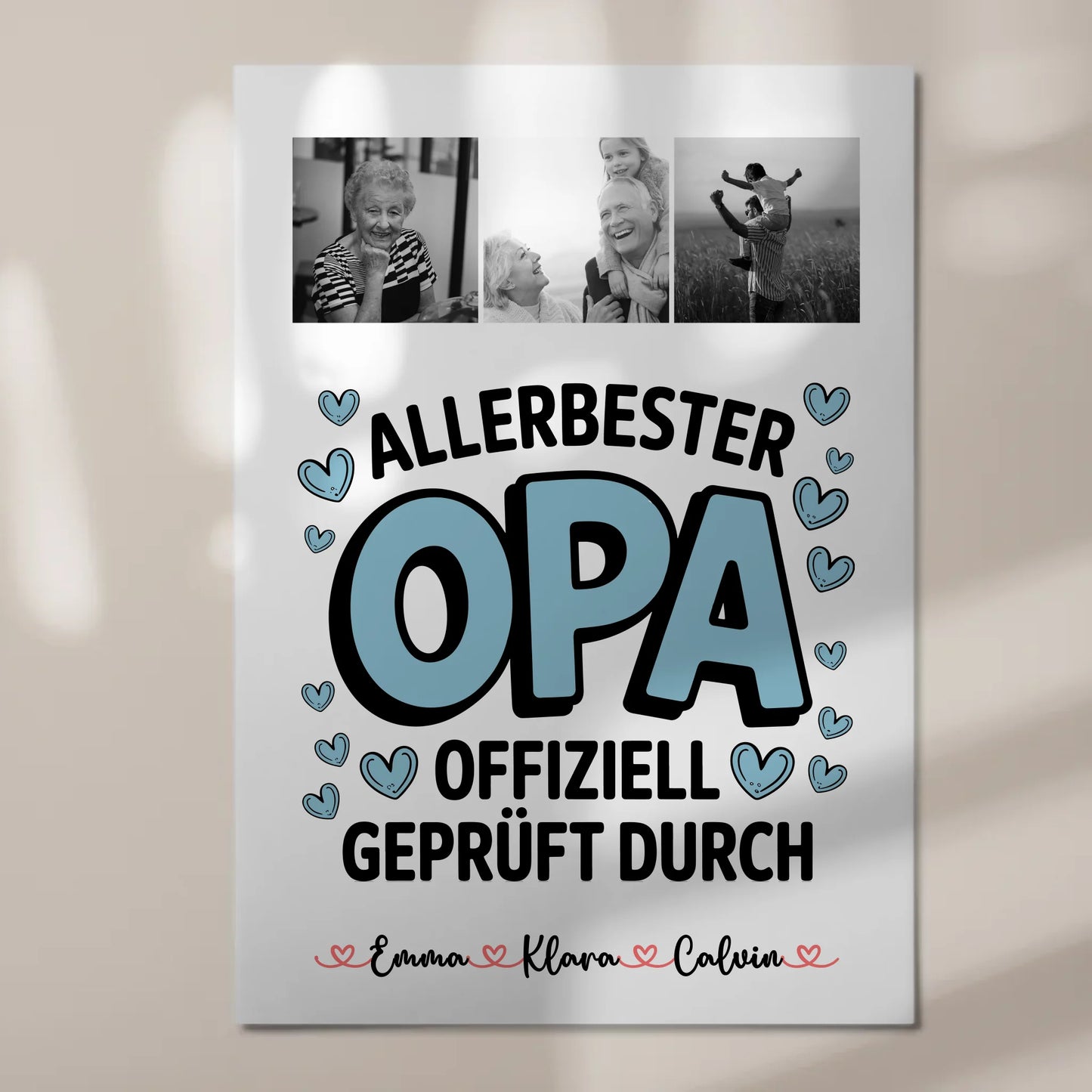Personalisiertes Fotoboard Poster Magnetisch Geschenk Fotocollage Opa Allerbester Opa Offiziell Geprüft Durch