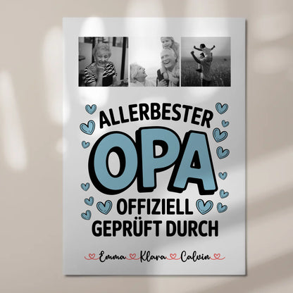 Personalisiertes Fotoboard Poster Magnetisch Geschenk Fotocollage Opa Allerbester Opa Offiziell Geprüft Durch