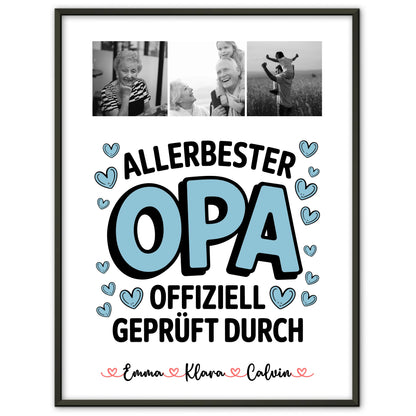 Opa Poster Geschenk Fotocollage Opa Allerbester Opa Offiziell Geprüft Durch