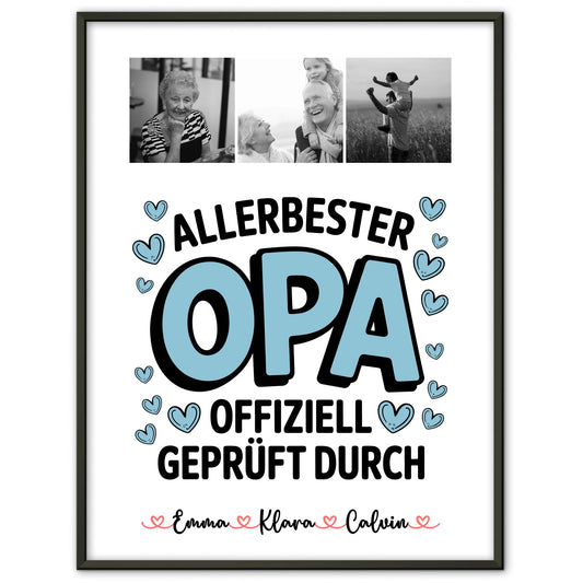 Opa Poster Geschenk Fotocollage Opa Allerbester Opa Offiziell Geprüft Durch