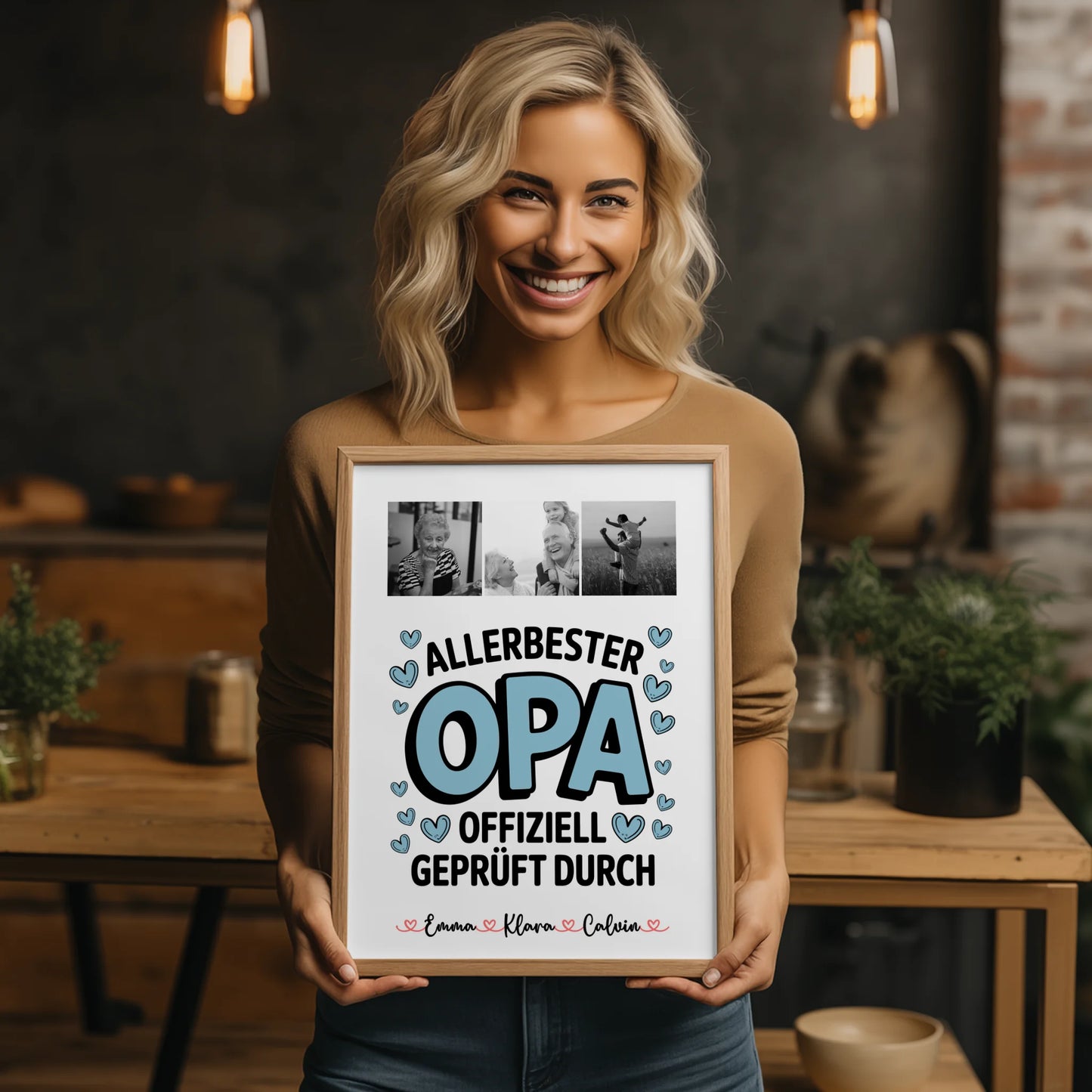 Opa Poster Geschenk Fotocollage Opa Allerbester Opa Offiziell Geprüft Durch
