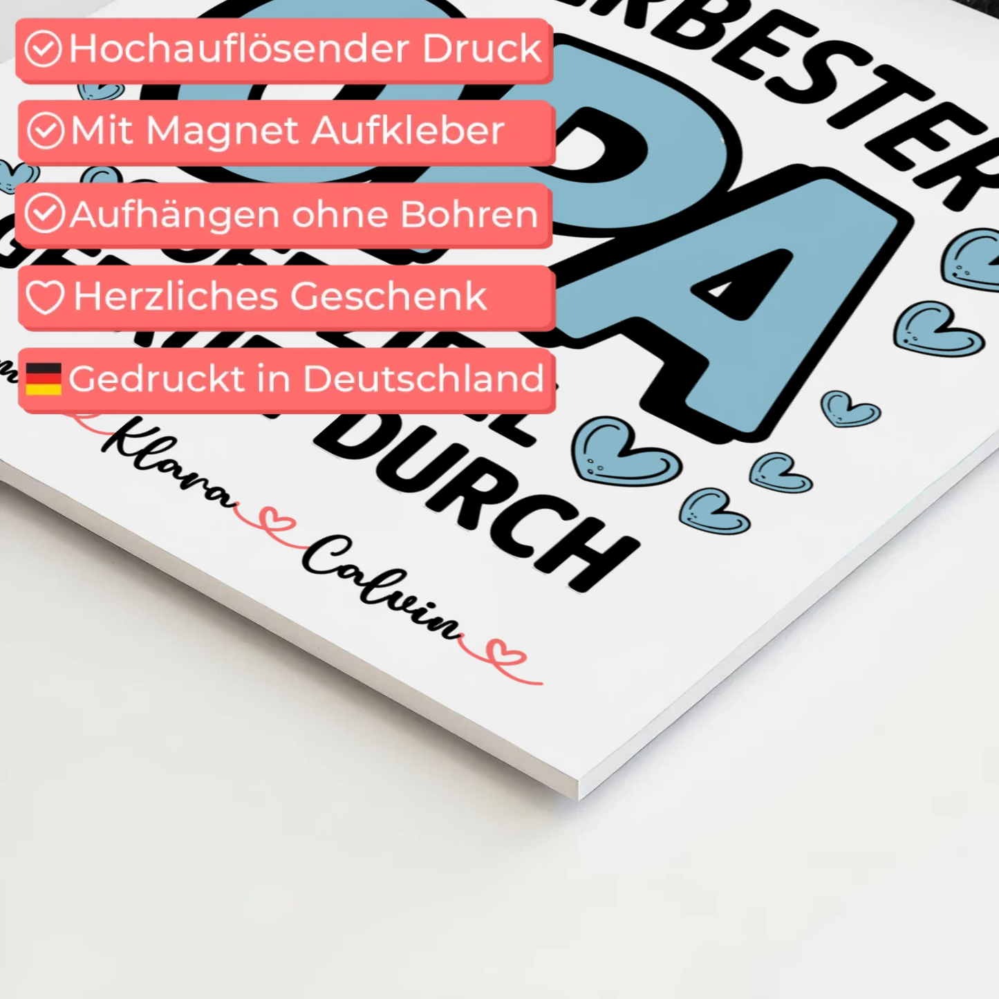 Personalisiertes Fotoboard Poster Magnetisch Geschenk Fotocollage Opa Allerbester Opa Offiziell Geprüft Durch