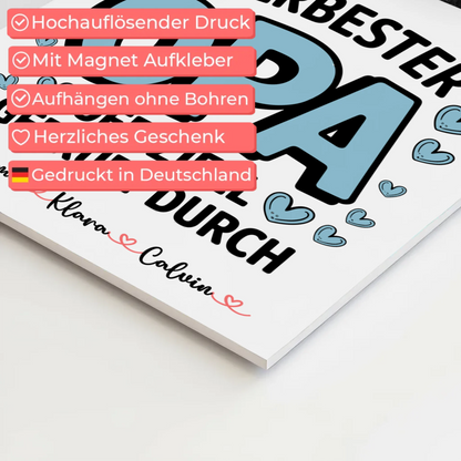 Personalisiertes Fotoboard Poster Magnetisch Geschenk Fotocollage Opa Allerbester Opa Offiziell Geprüft Durch