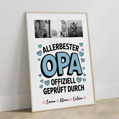 Opa Poster Geschenk Fotocollage Opa Allerbester Opa Offiziell Geprüft Durch