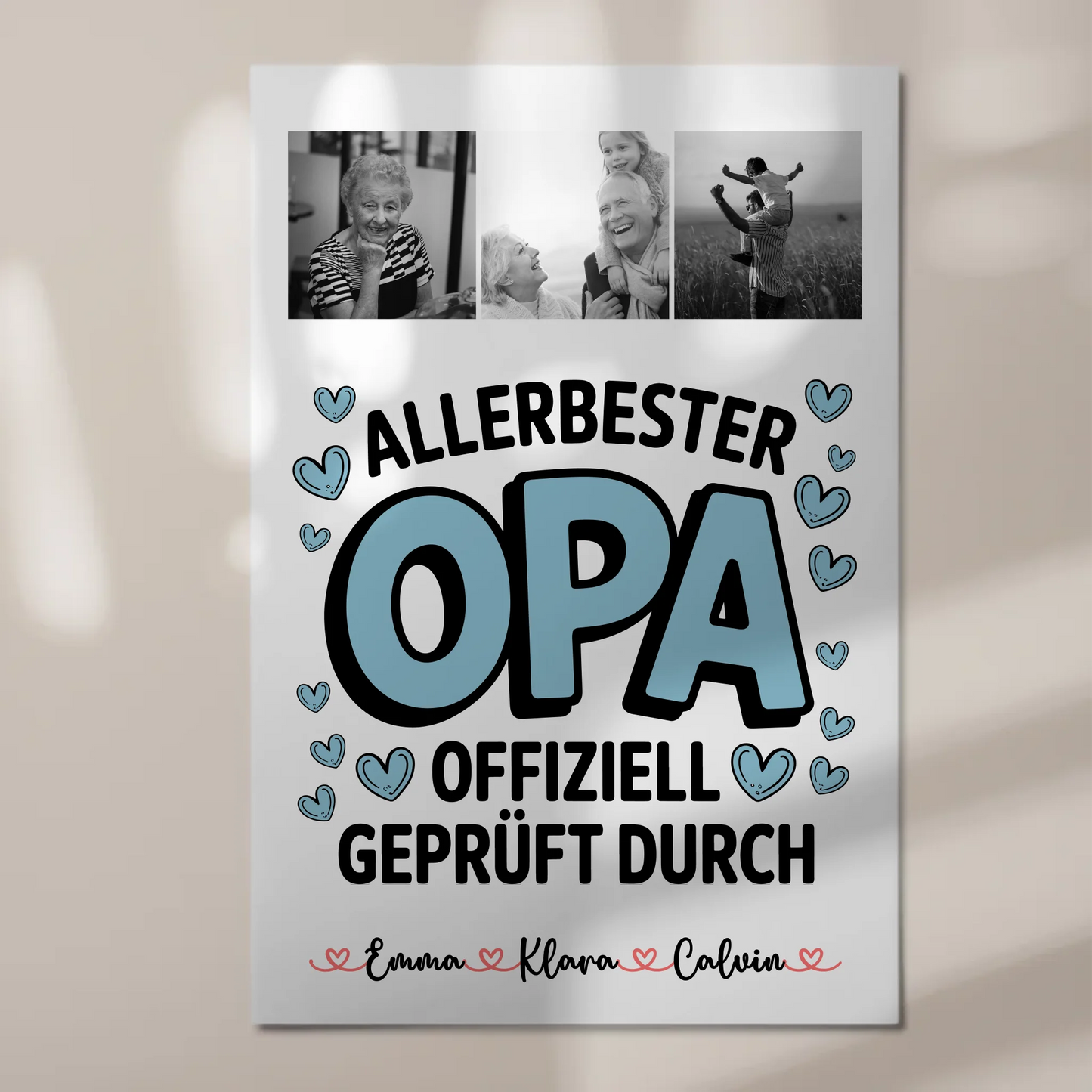Personalisiertes Fotoboard Poster Magnetisch Geschenk Fotocollage Opa Allerbester Opa Offiziell Geprüft Durch