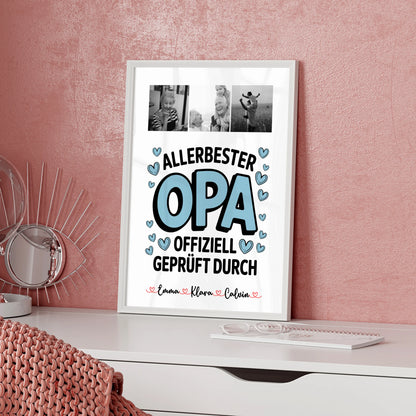 Opa Poster Geschenk Fotocollage Opa Allerbester Opa Offiziell Geprüft Durch