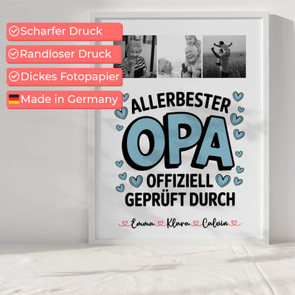 Opa Poster Geschenk Fotocollage Opa Allerbester Opa Offiziell Geprüft Durch