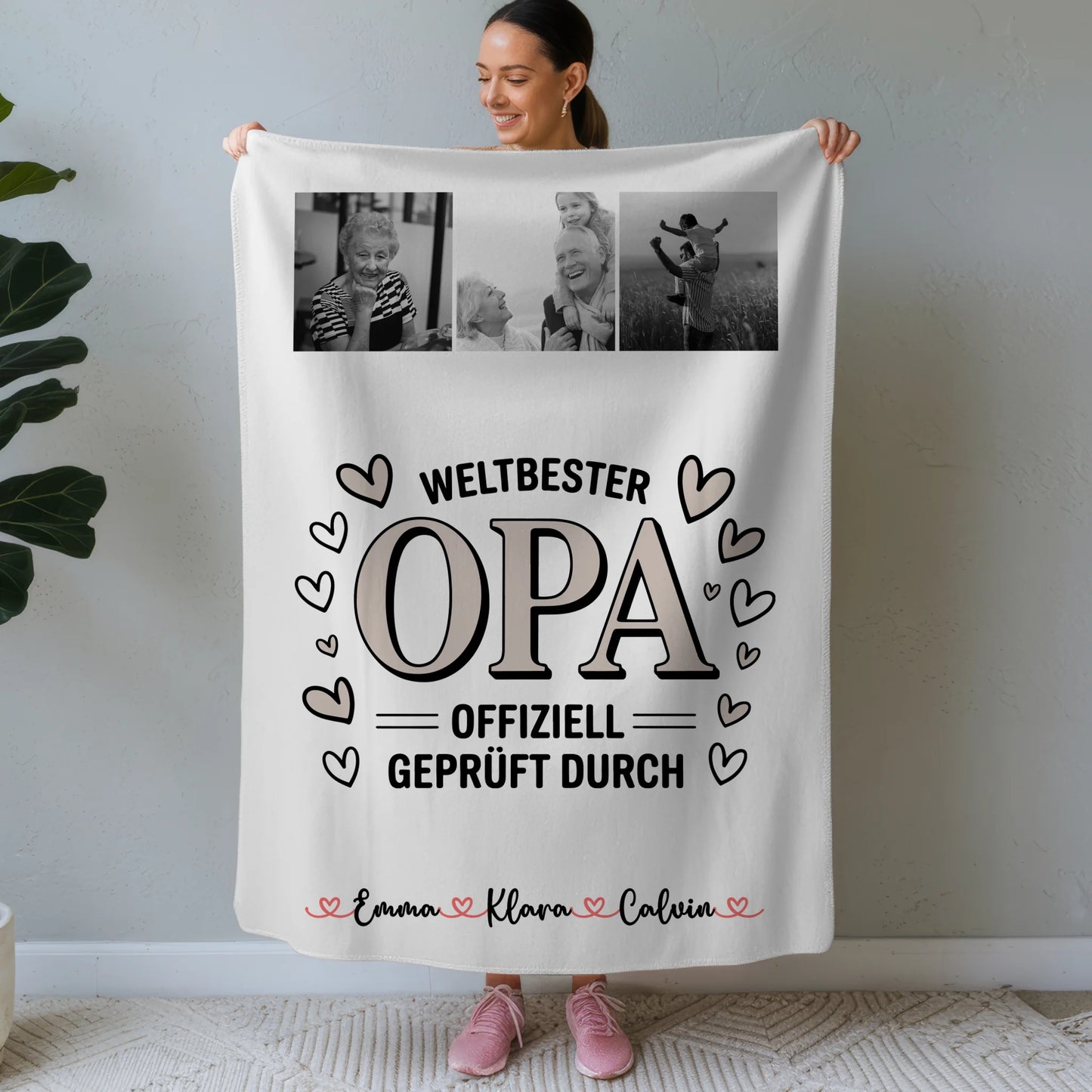 Personalisierte Decke Opa Fotocollage für Opa Weltbester Opa Offiziell Geprüft Durch Geschenk 1