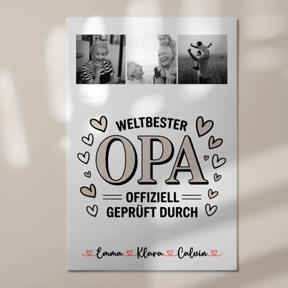 Fotoboard Poster Magnetisch Fotocollage für Opa Weltbester Opa Offiziell Geprüft Durch Geschenk 1