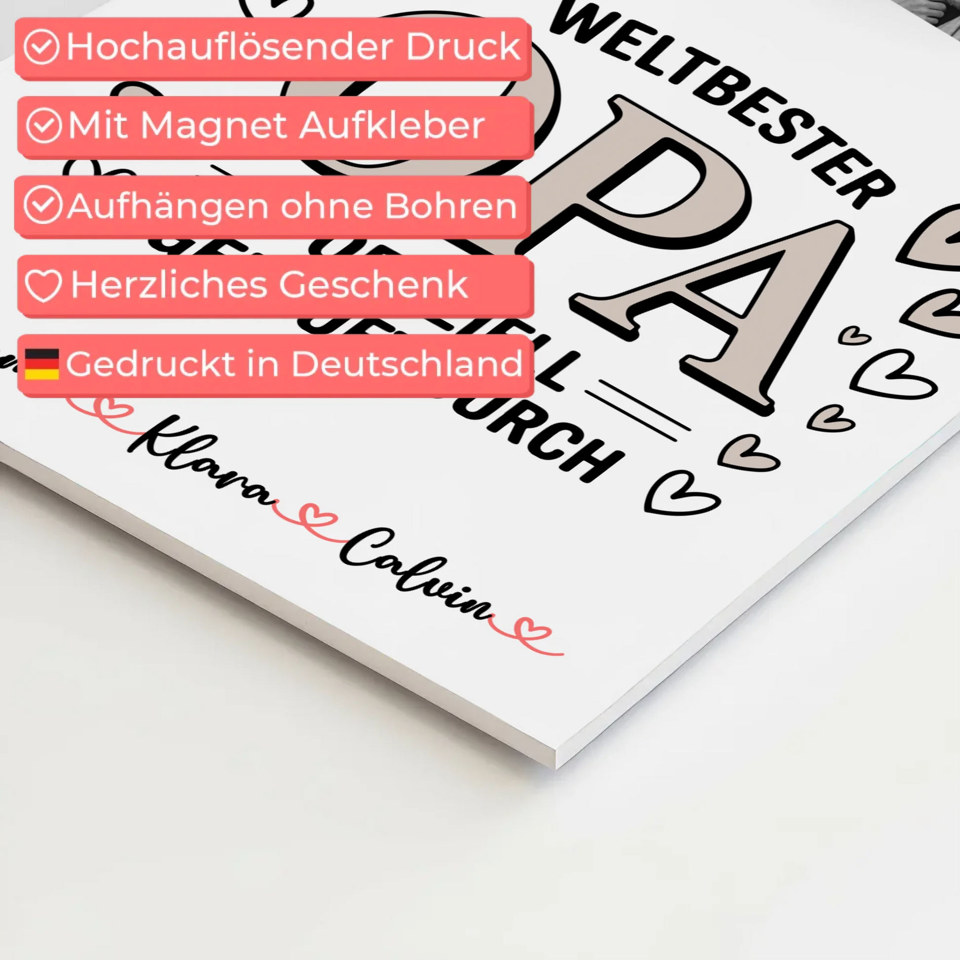 Fotoboard Poster Magnetisch Fotocollage für Opa Weltbester Opa Offiziell Geprüft Durch Geschenk 4