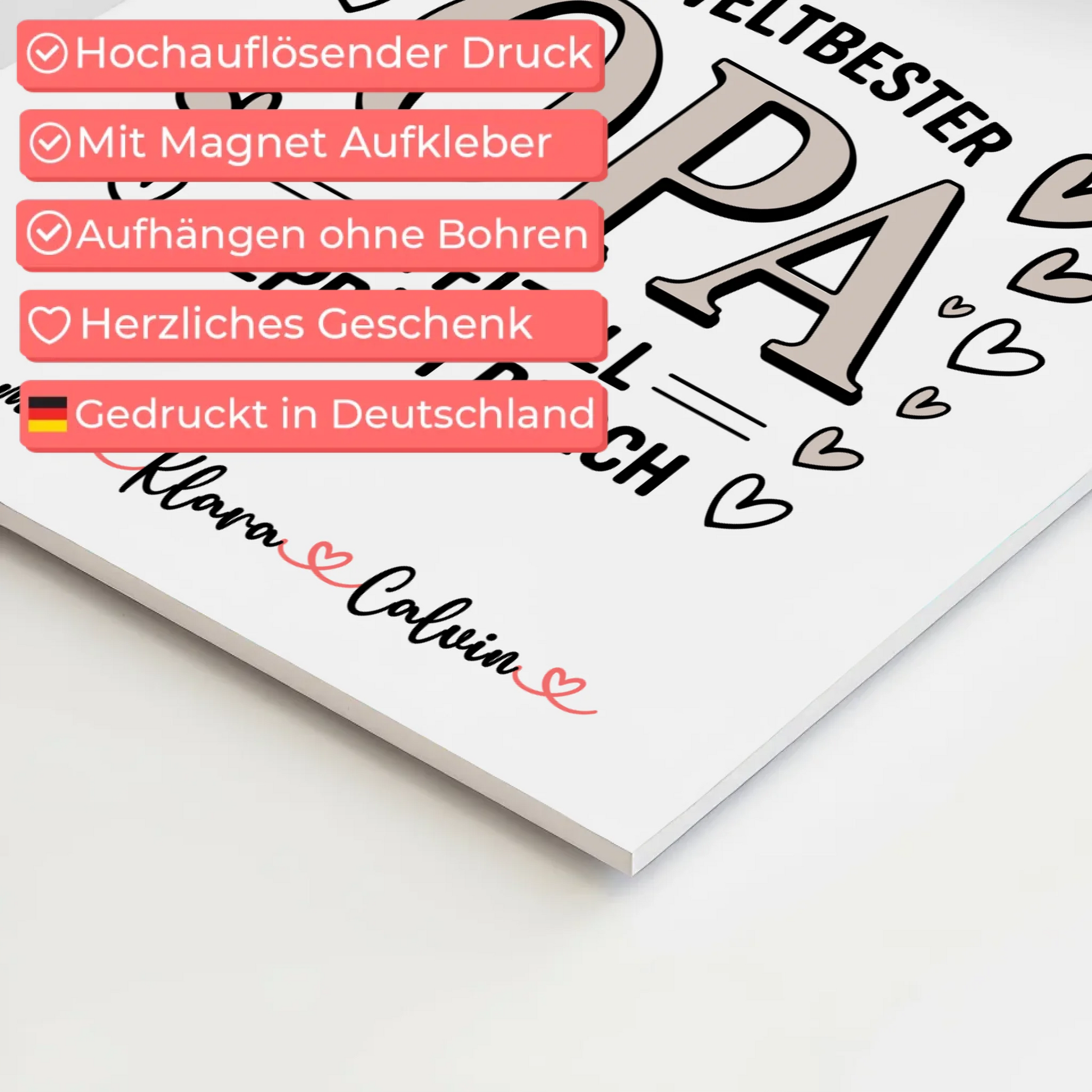 Fotoboard Poster Magnetisch Fotocollage für Opa Weltbester Opa Offiziell Geprüft Durch Geschenk 10