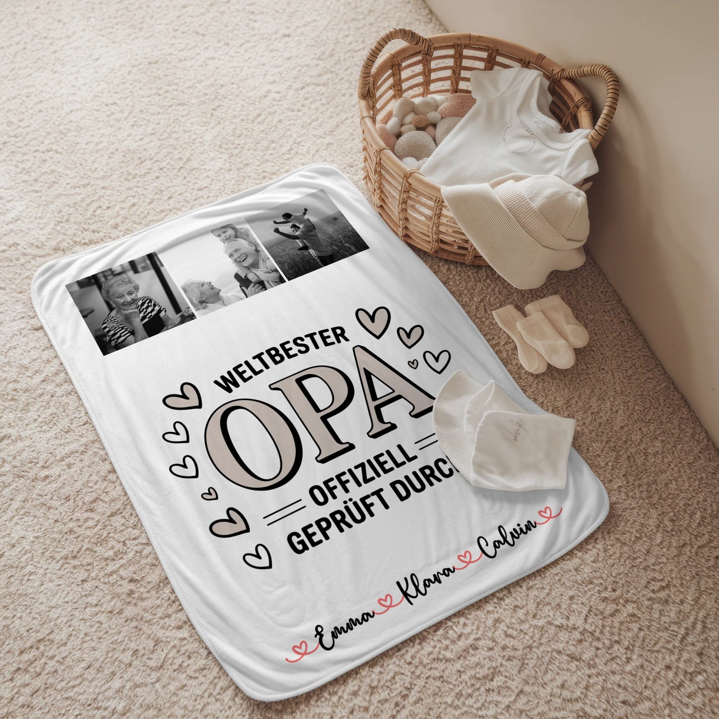 Personalisierte Decke Opa Fotocollage für Opa Weltbester Opa Offiziell Geprüft Durch Geschenk 2