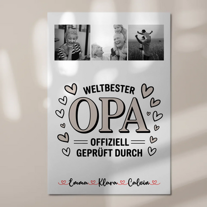 Fotoboard Poster Magnetisch Fotocollage für Opa Weltbester Opa Offiziell Geprüft Durch Geschenk