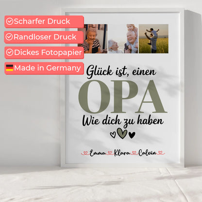 Opa Poster Fotocollage Opa Glück Ist einen Opa Wie Dich Zu Haben personalisiertes Geschenk
