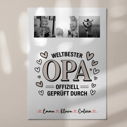 Fotoboard Poster Magnetisch Fotocollage für Opa Weltbester Opa Offiziell Geprüft Durch Geschenk