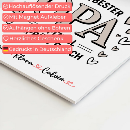 Fotoboard Poster Magnetisch Fotocollage für Opa Weltbester Opa Offiziell Geprüft Durch Geschenk